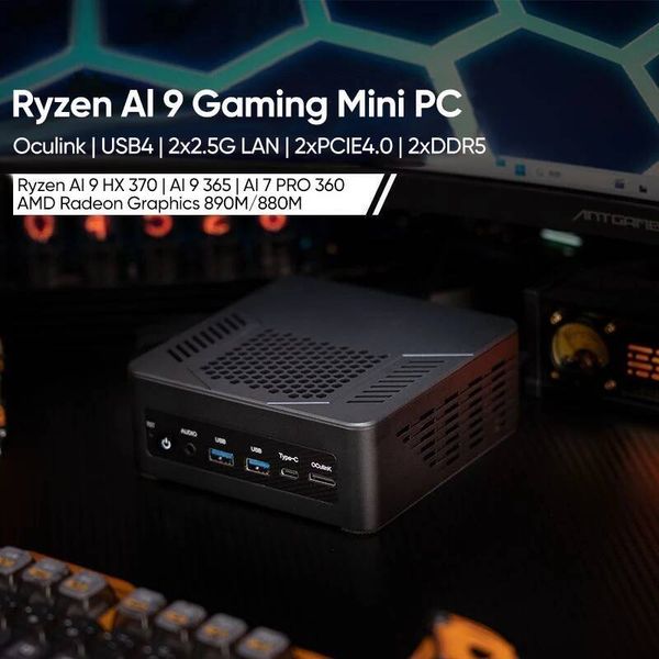 Topton Gaming Mini PC Oculink Ryzen AI 9 HX 370 Ryzen AI 7 PRO 360 USB40 2x25G LAN 2xPCIe40 2xDDR5 NUC Mini Computer WiFi6
