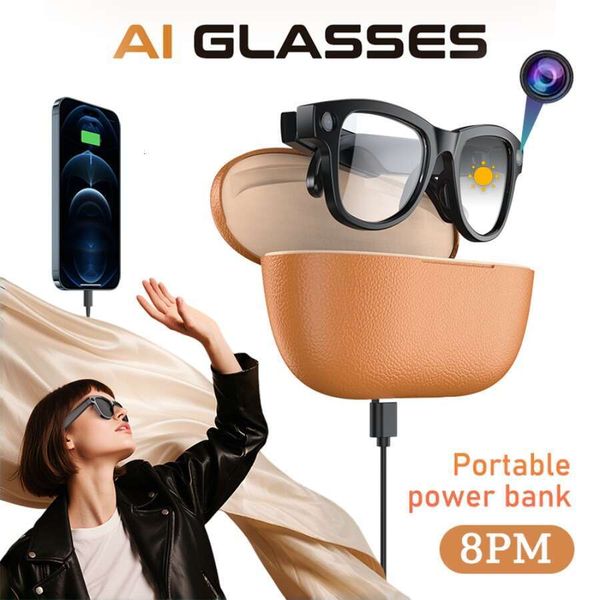 AI Camera With Charging Case Power Bank, Real-Time Translation Voice Assistant, Smart Glasses Calls/Music/Translation, - Ic Charging, Low-Voltage For