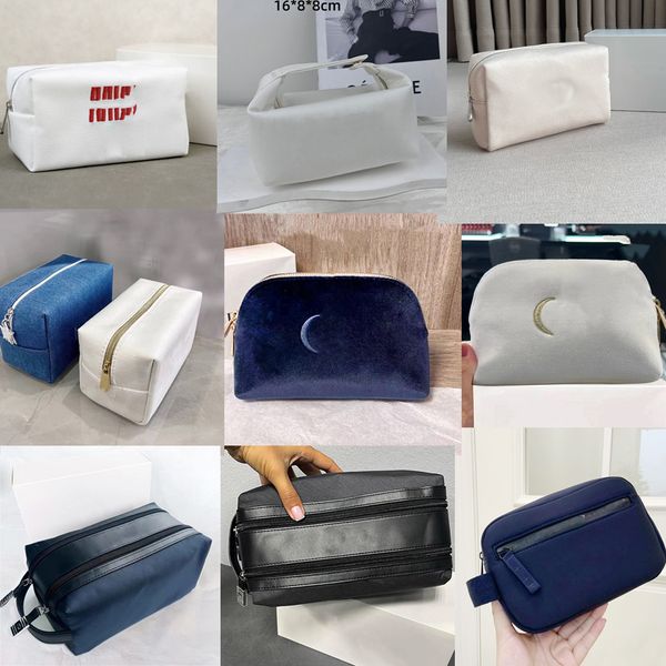 

Designer Makeup Bag Collection Toiletry bag Classic Embroidered logo Cosmetic Brush Bucket Pen Desktop Storage Beauty Case With Gift Box, Sky blue