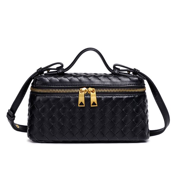 

Luxury Design Fashion Trend Handwoven Lunch Box Bag New Style Zipper Bag Trendy Single-Shoulder Handbag Crossbody Bag Opulent Aesthetic Glamorous Metallic Finish