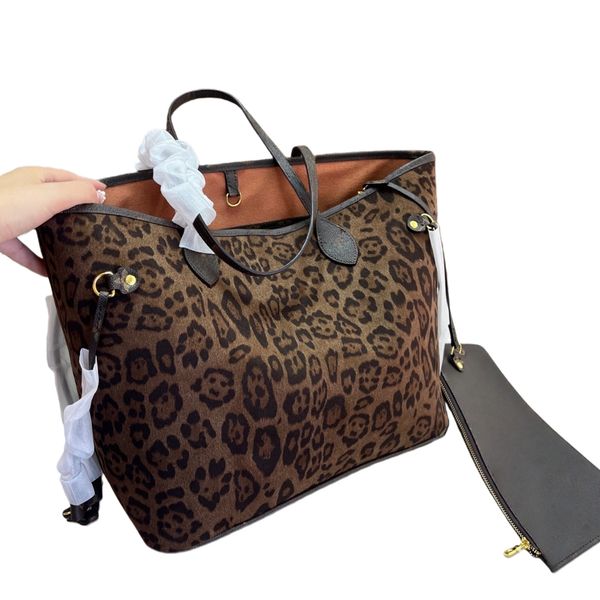

NEW TOP Korean INS Niche Lazy Style Leopard Print Single Shoulder Bag for Female Students Commuting Leopard Print Large Capacity Tote Bag Shopping Bag handbag, A3
