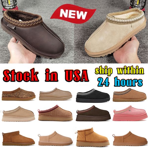 Womens tazz slippers tasman fur slides classic ultra mini platform snow boot Suede slipper new chestnut men ankle boots winter shoes australian designer booties