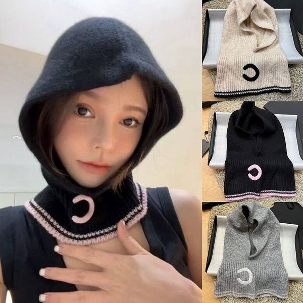 

Designer Beanie Hat for Women Warm Knitted Hat Double-layered Woven Windproof Neck Protector Pullover Hat 100% Cashmere Ultra-high Quality Classic Christmas, 2#