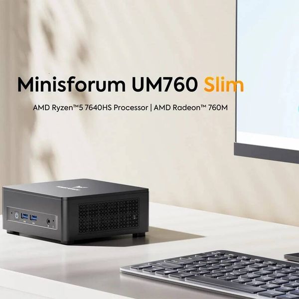 MINISFORUM Gaming Mini PC UM760 Slim AMD Ryzen 5 7640HS Desktop Computer Windows 11 DDR5 32GB 2TB SSD Bluetooth 53 WiFi 6E
