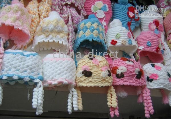 

girls beanie boys cap crochet bonnet tamhat hats 24pcs/lot #1380, Yellow