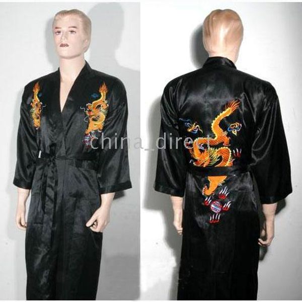 

men's satin pajama lingerie sleepwear robe kimono pjs 10pcs/lot new, Black;brown