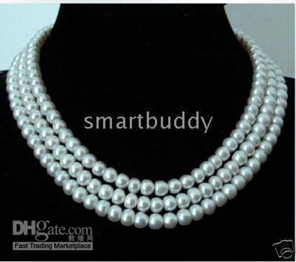 

real fine natural 7-8mm + south sea white pearl necklace 48inch, Silver
