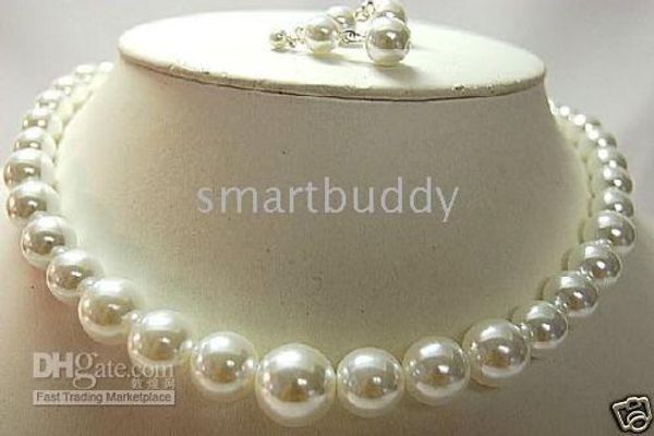 

18"10-11mm south sea white pearl necklace earring 925 silver