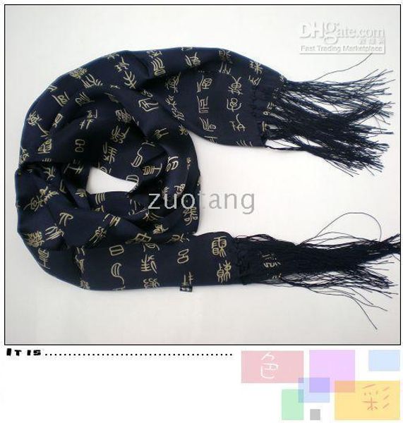 

синий длинные мужские 100% шелковые шарфы шаль двойной слой женщин доступны фарфора каллиграфия шарф 30 шт, Blue;gray