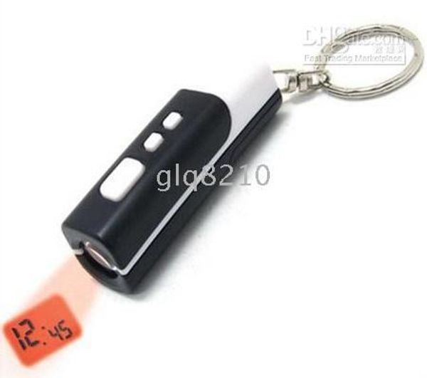 

fashion mini led projection clock keychain creative projection electronic watches key chain 10pcs, Silver
