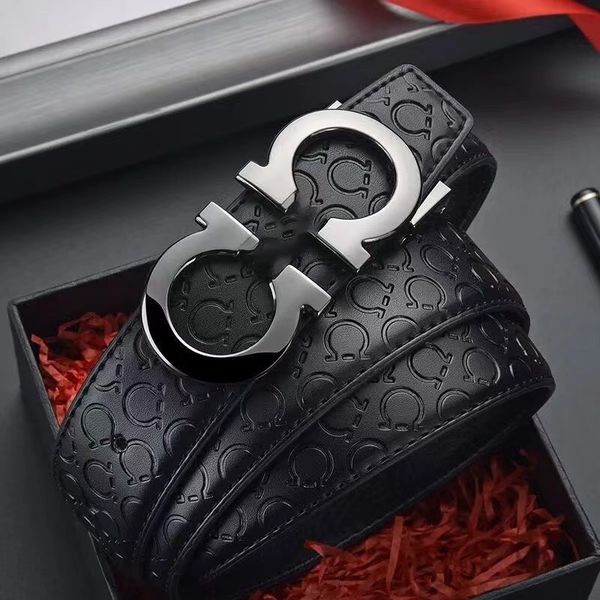 

classics belt gold silver multi-style big gold buckle horseshoe pattern women's men's with box dust bags, Black;brown