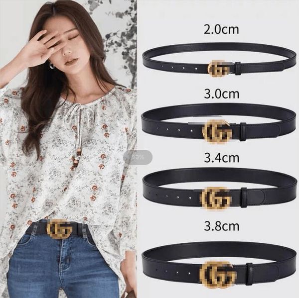 

2.0cm 3.0cm 3.4cm 3.8cm design leather belts golden double g for womens mens classic belt, Black;brown
