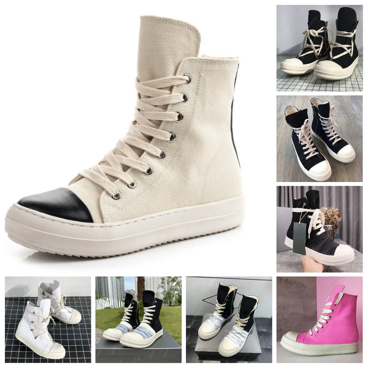 

boots designer short boots premium high booties big red boots men womens boots shoe canvas lace up for casual rubber high jumbo thick sole s, Black