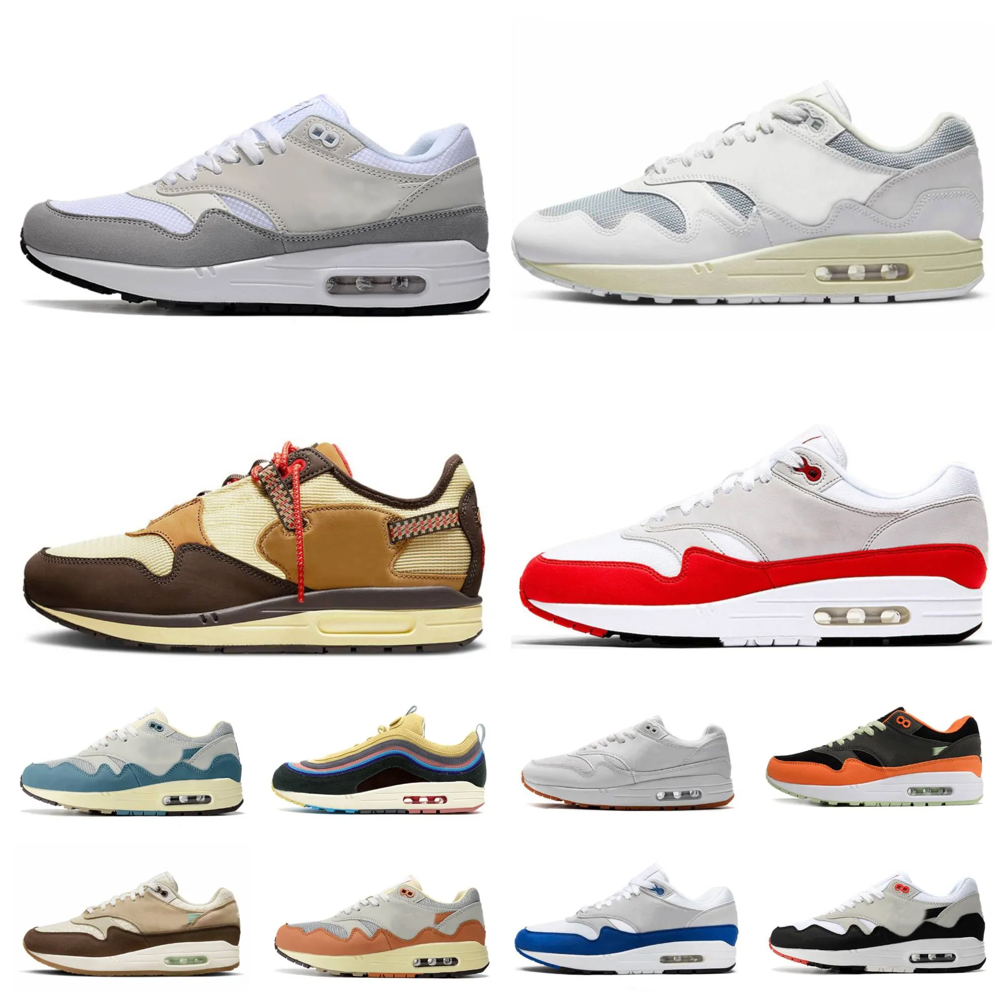 

mens tracksuits patta waves maxes 1 running shoes men women noise aqua monarch white travis cactus jack baroque brown 1s 87 sean wotherspoon, Gray