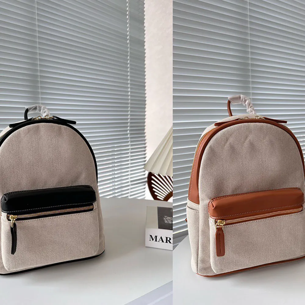 

2023 luxury new ins tk popular young men and women student cowhide backpack double zipper opening black and brown style luxury high-end bran