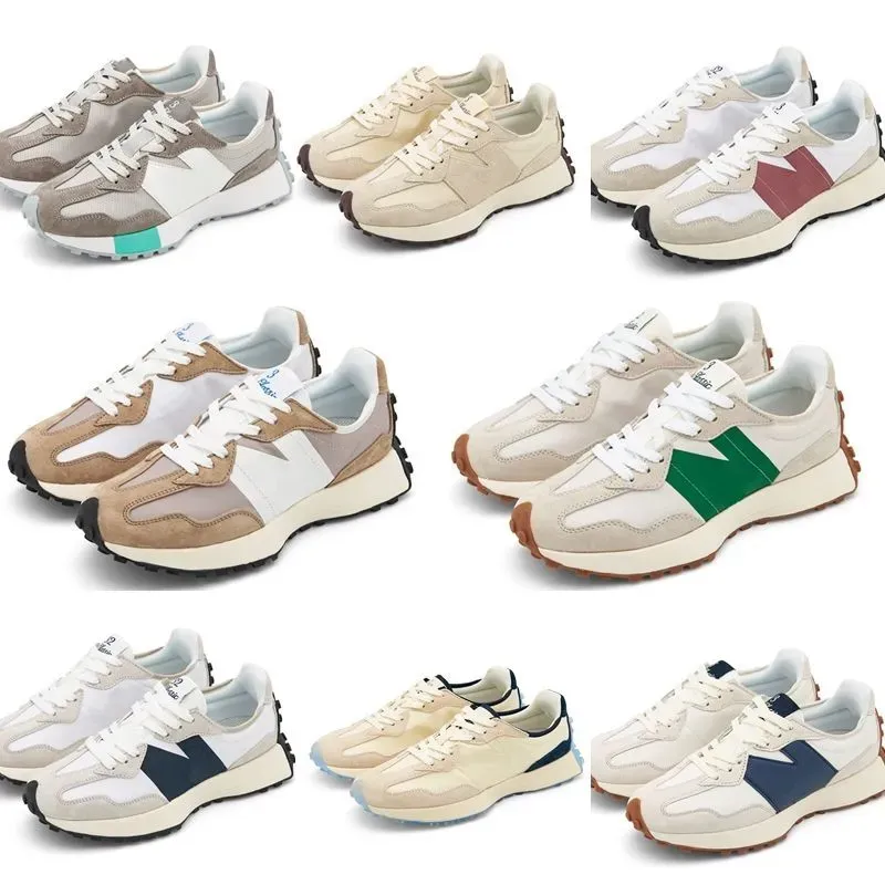 

n 327 sneakers mens sports shoes white navy running shoes blue light camel white grass green sea salt red bean milk dark gray womens low jog