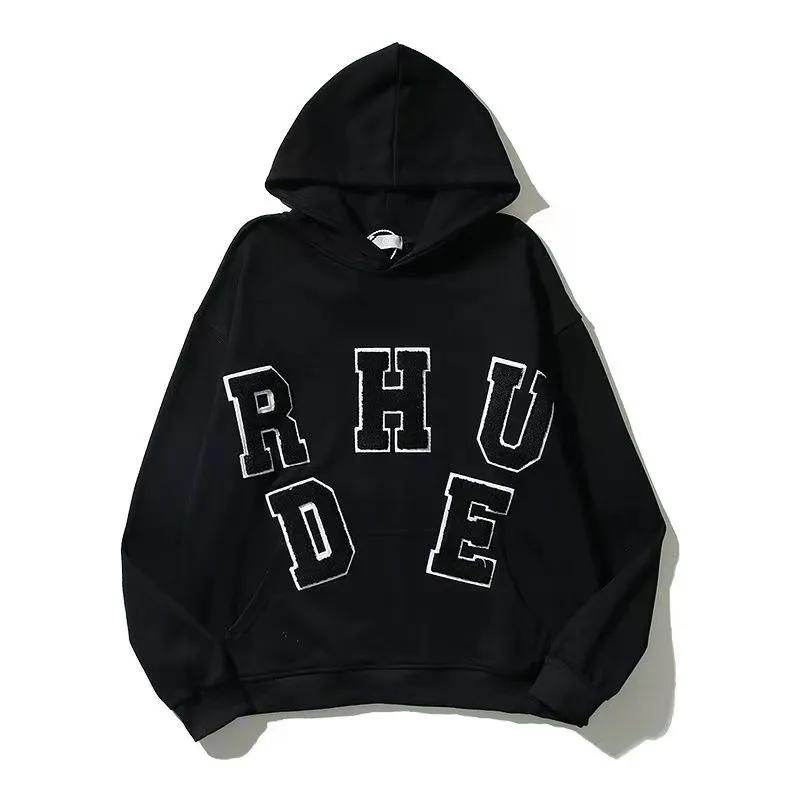 

mens sweater rhude designer hoodie letter-printed long-sleeved street holiday casual couple's same clothing 23, Black