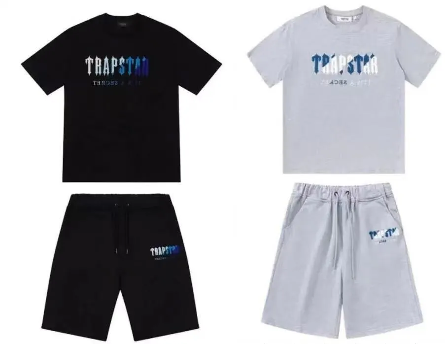 

men's t-shirts t shirts men women trapstar t-shirts summer outfit orange towel embroidery short sleeve couple tee sets, White;black