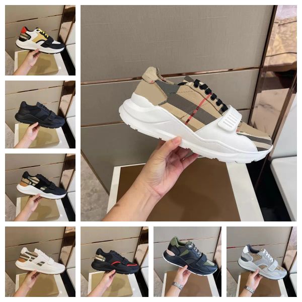 

trainers burberies burbreries men designer shoes vintage check leather sneakers men women hool loop platform sneaker black suede white mesh
