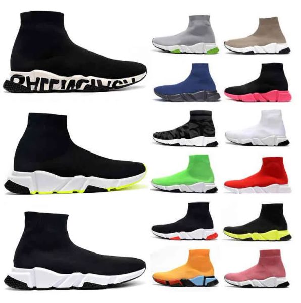 

balencigaly casual shoes paris designer sock speed runner  laceup shoes casual women men runners balencaigaly sneakers socks boots platfor, Black