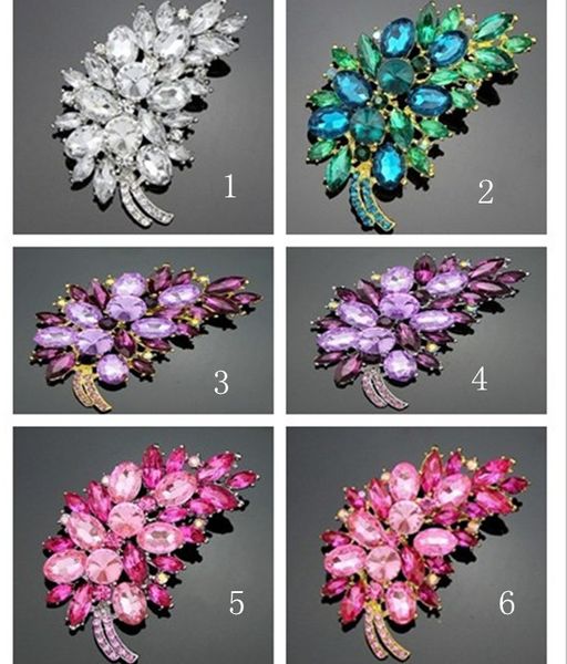 Orchid Art Crystal Brooch for Women Girls Statement Classical Fashion Flower Pin Jewelry