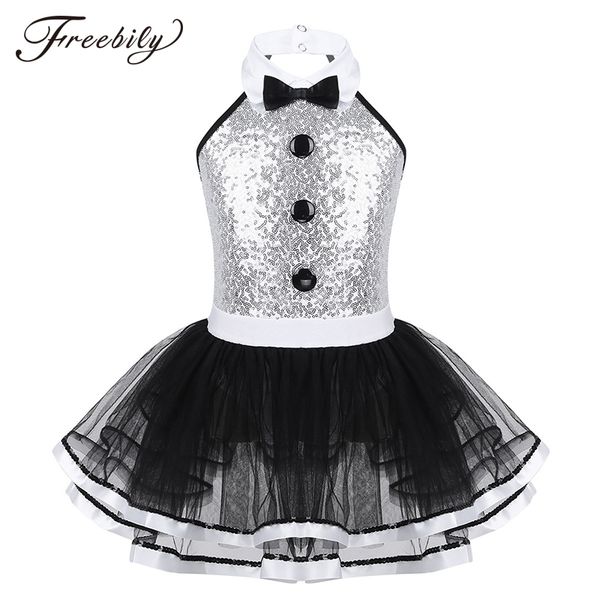 iiniim Girls Sequined Crop Top with Tutu Skirt Hair Clip Costume Kids Choir Jazz Dance Stage Performance Fancy Dress Up