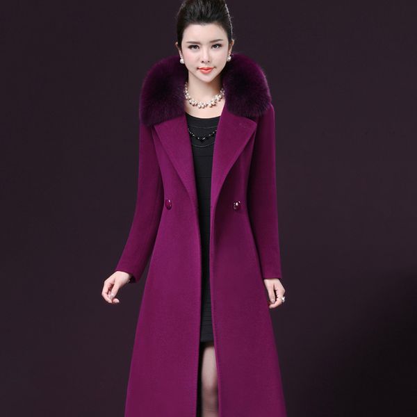 manteau long violet femme