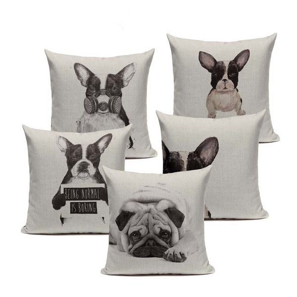 18/'/' Nordic style Pug Cushion Cover 45 x 45 Hug Pug