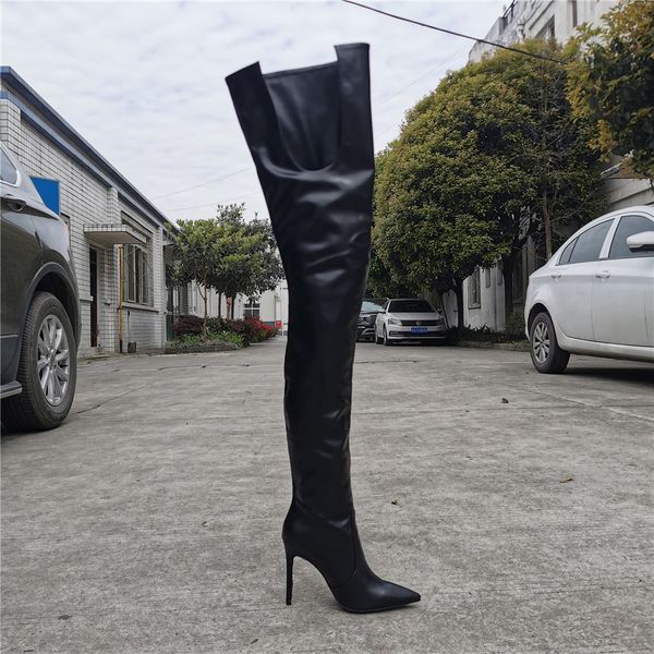high heel thigh length boots