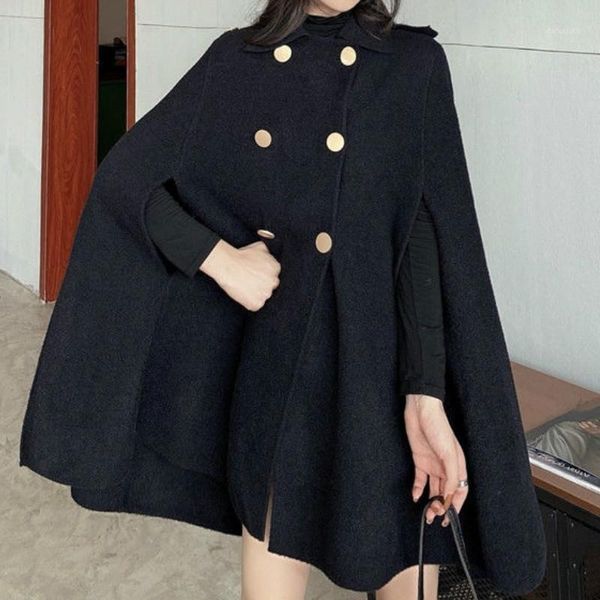 High quality Lolita Navy Dark Blue plush Thick Dress Coat with Shawl Free ship