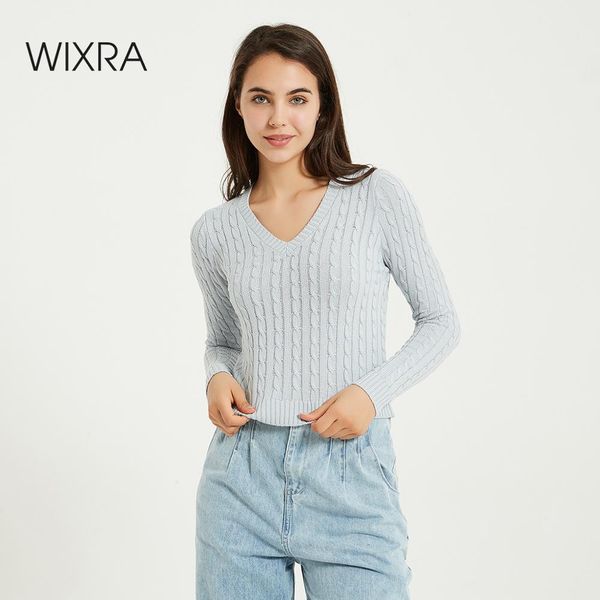 Wtouhe Pull en Tricots 2020 Femme Col V Pullover Manches Longues Couleur Unie L/âChe Chandail Mode Chic Casual Oversize /ÉL/éGante Chaud Tops Jumper Hauts Nouveau Pas Cher Automne Hiver Sweater