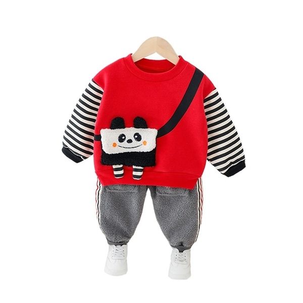 Plaid Striped Pants Outfits Set Baby Boys Girls Clothes Sweatshirt Bear Printed Long Sleeve Hoodie Tops