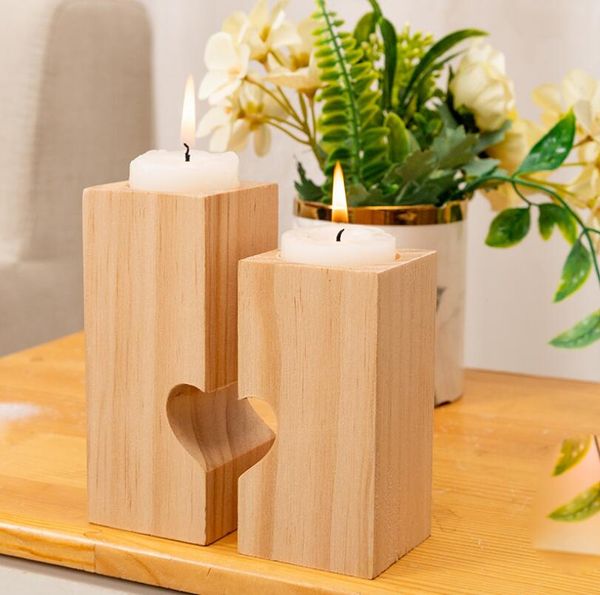 Wooden Concise Candlestick Creative Candelabra for Wedding Party Decoration Candle Holders Retro Candlestick Home Decoration