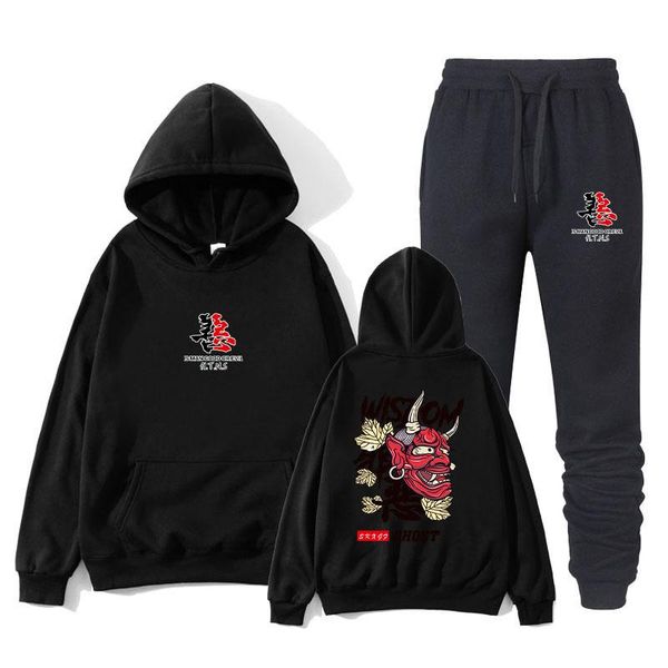 men's trendy casual printed hoodies suit