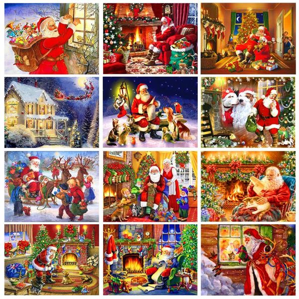 luckykyky 5D Fai da Te Diamante Pittura Mosaico Grinch Movie Poster Regalo di Natale Rotondo Pieno Diamante Ricamo Punto Croce Decorazioni per La Casa Regalo Senza Cornice 40X50cm