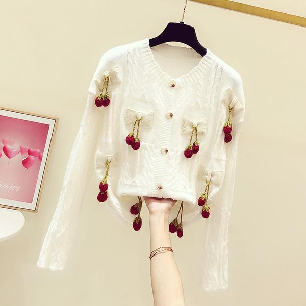 sweet retro chic loose embroidery long sleeve knitting sweater