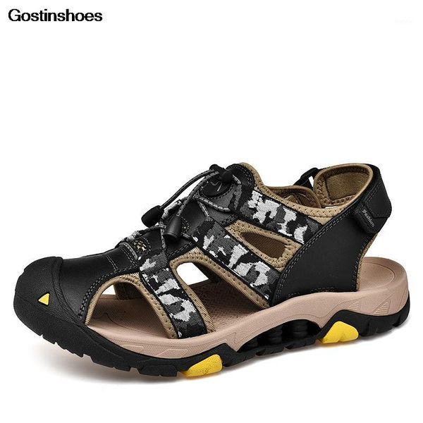 sandales cuir homme bout fermé