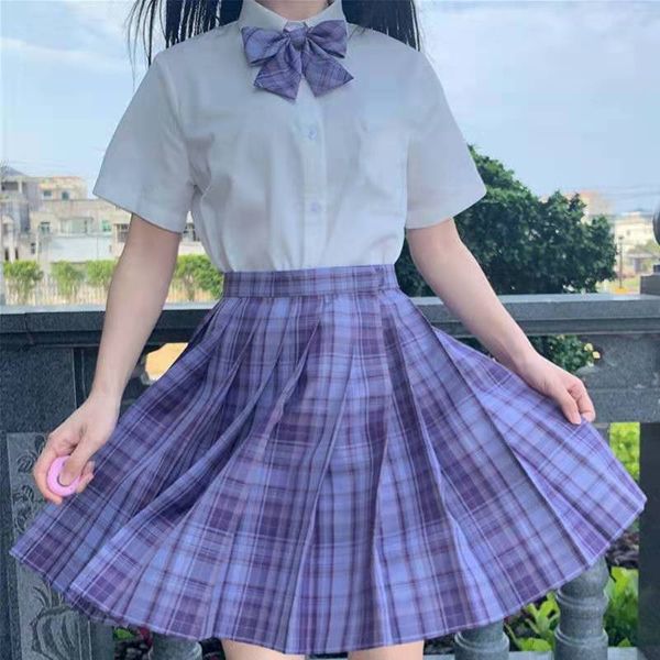 Yingshu Gonne Corte a Vita Alta Gonne Preppy Mini da Donna Coreana Giapponese Gonna Casual da Tennis a Pieghe Scozzese Kawaii