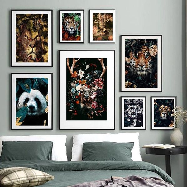 16x24x3 Panels Bedroom White Deer in Forest Canvas Prints for Home Decoration Ready to Hanging NWT Framed Canvas Wall Art for Living Room