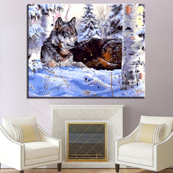 WOLF ANIMALI Fai Da Te Pittura da numeri Modern Wall Art dipinti a mano dipinto ad olio