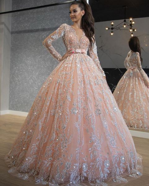 Hermoso Nude Vestidos de gala 2018 A-Line / Princess Con Encaje Apliques  Perla Rhinestone Fuera Del