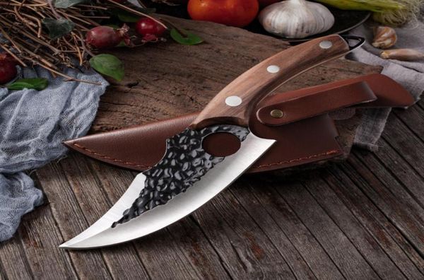 6039039 Caminaje de carnicero de carne Cucharero de acero inoxidable Cuchillo de cocina Forjado Forzado Forjado Cojada de cocina Camping6131581