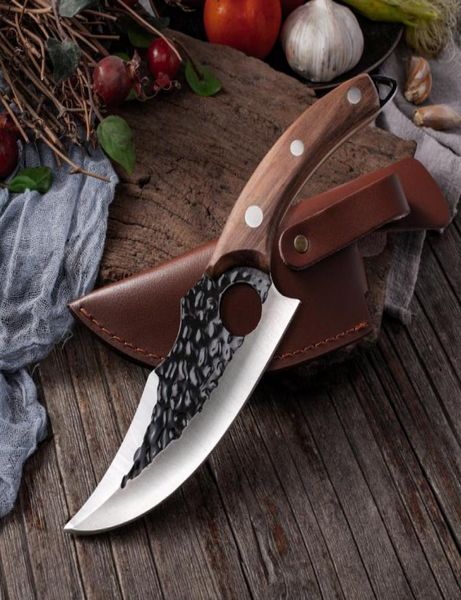 6039039 Caminaje de carnicero de carne Cucharero de acero inoxidable Cuchillo de cocina Forjado Forzado Forjado Cambradas de cocina Camping4327714