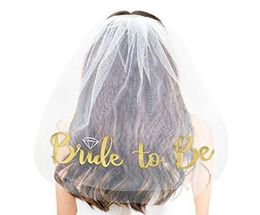 6070cm Bachelorette Party Veil Bride to Be Gilded Bride for Hen Night Party Wedding Bridal Shower Decorations Ideas Supplies7322102