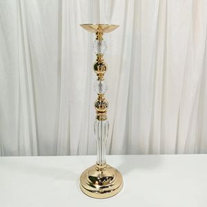 60 cm / 100 cm) Suministros de boda Soporte de flores de cristal de metal dorado Centro de mesa de decoración de mesa de boda Centro de mesa de acrílico para boda candelabro de cristal lámpara de mesa 429