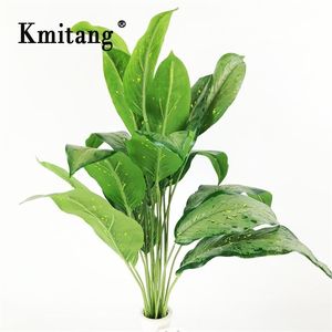 60cm 18 Fork Large Artificial Plants Plastic Monstera Leaves Tropical Palm Tree Fake Banana Tree Leaf For Home Garden Decoration 211104