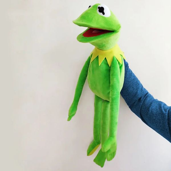 60 cm = 23.6 pulgadas The Muppets Kermit Frog Animales de peluche a mano Títeres de lujo Baby Boy Toys for Children Birthday Gift 240321