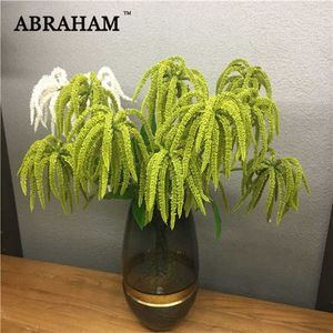 60cm 3fourche fausse branche d'arbre astilbe pin artificiel plastique plante verte vigne vraie fleur de contact pour la décoration de couronne de mariage à la maison 210624