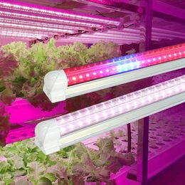 Barra de luz LED hidropónica de espectro completo, tubo T8 de 60cm, 90cm, 120cm, 30W, 45W, 60W, lámparas de cultivo de plantas para tienda de cultivo de verduras