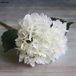 60 cm Fleur D'hortensia Artificielle Tête 16 cm Faux Hortensias Simples En Soie pour Centres De Mariage Home Party Fleurs Décoratives CL2541
